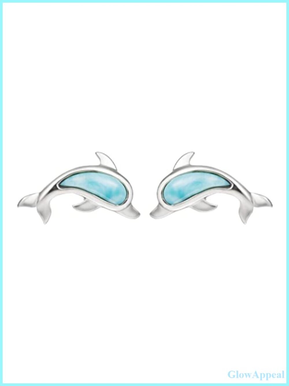 925 Sterling Silver Larimar Dolphin Stud Earrings Hypoallergenic